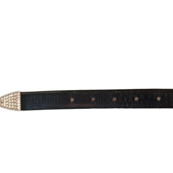Christine Alexander Belt Size M Rhinestones Bling Black Leather #J9511 Silver main image 4